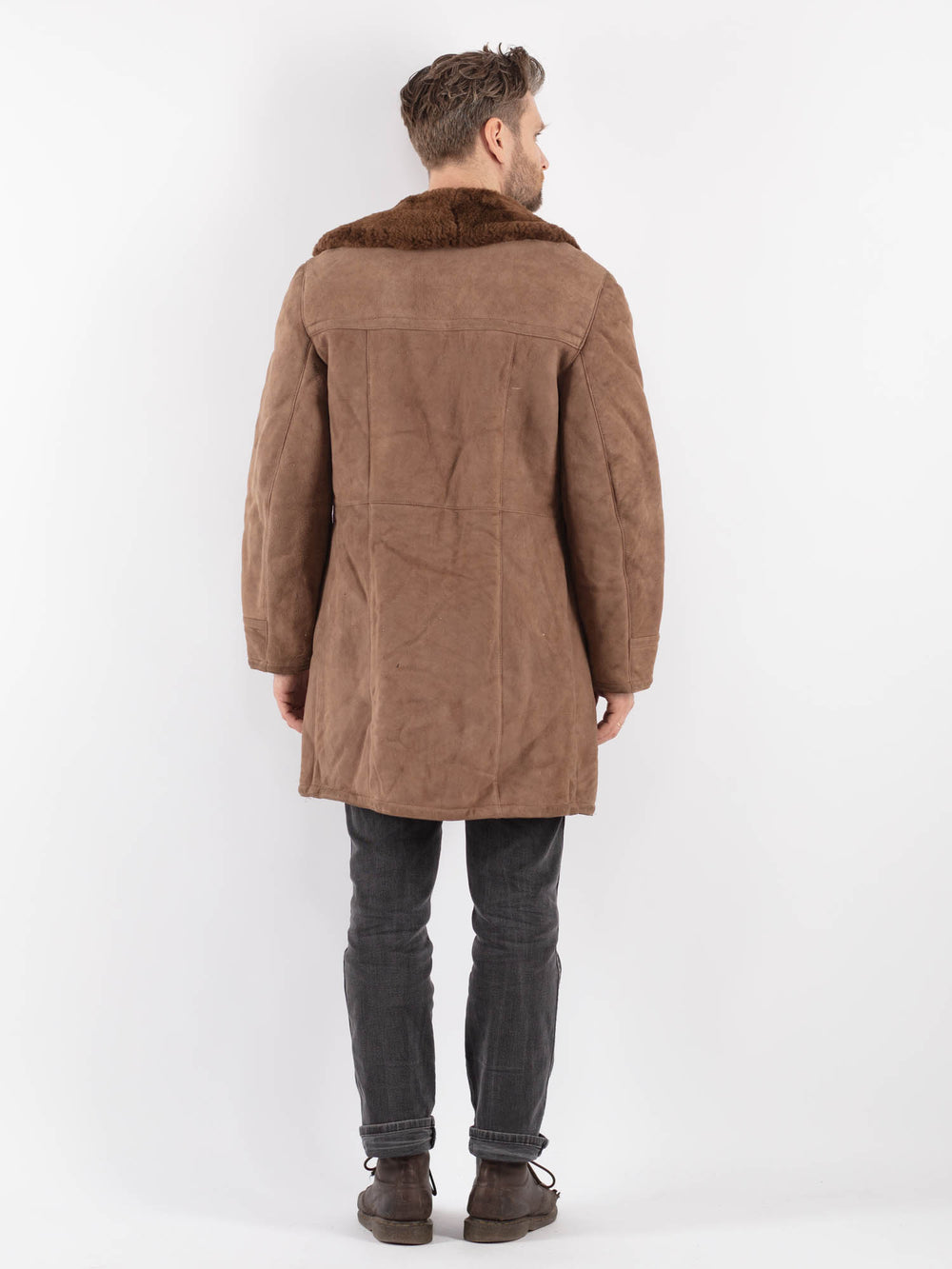 Vintage 70's Men Sheepskin Coat in BeigeZ611