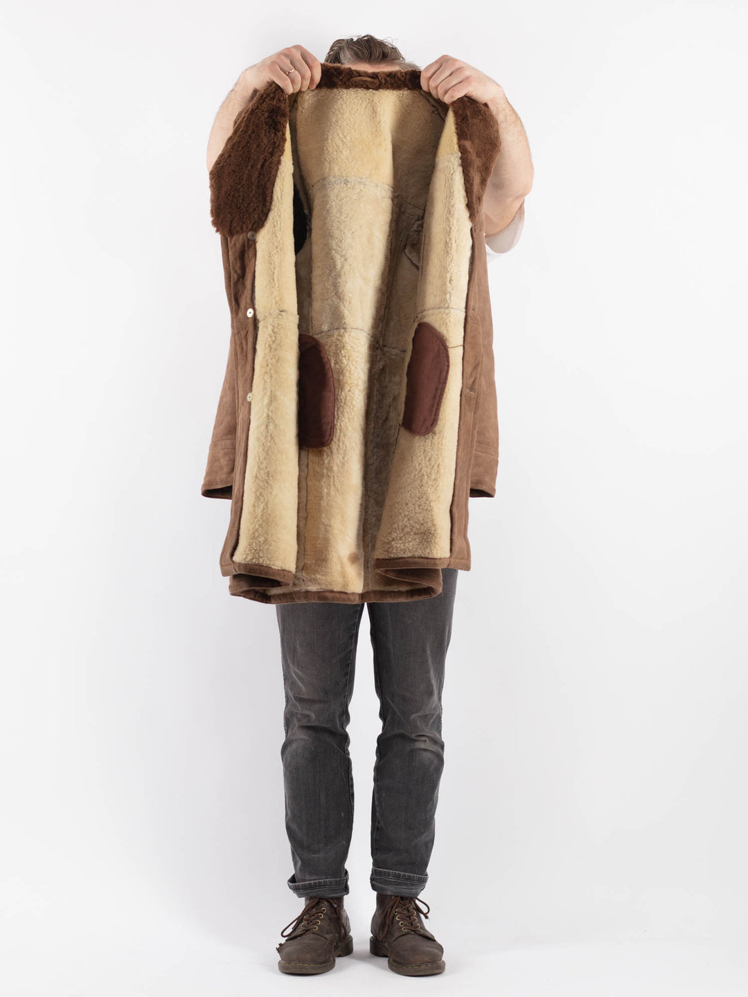 Vintage 70's Men Sheepskin Coat in BeigeZ611