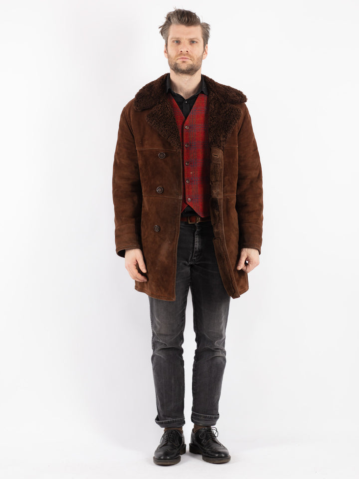 Vintage 70's Men Sheepskin Coat in Brown