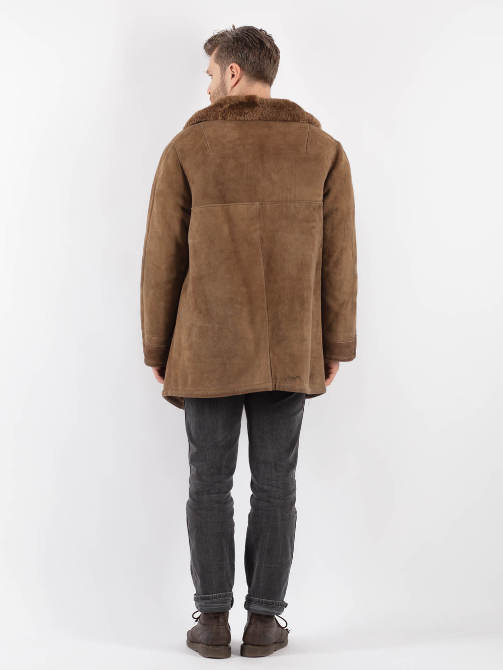 Vintage 70's Men Sheepskin Coat in BeigeZ613