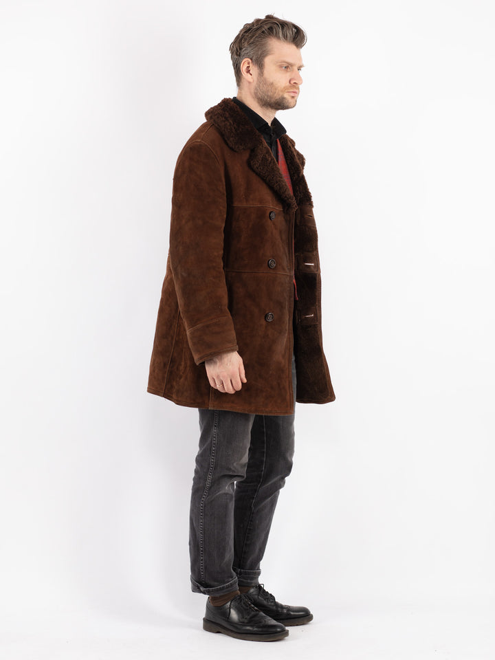 Vintage 70's Men Sheepskin Coat in Brown