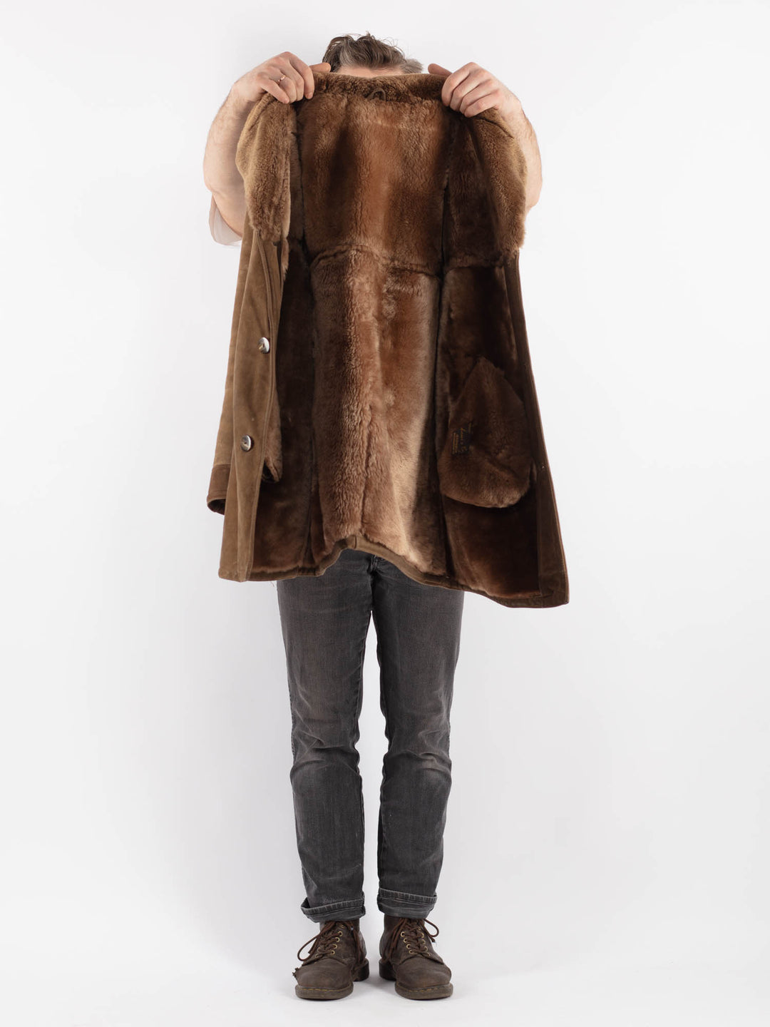 Vintage 70's Men Sheepskin Coat in BeigeZ613