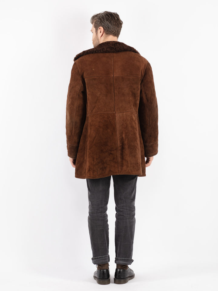 Vintage 70's Men Sheepskin Coat in Brown