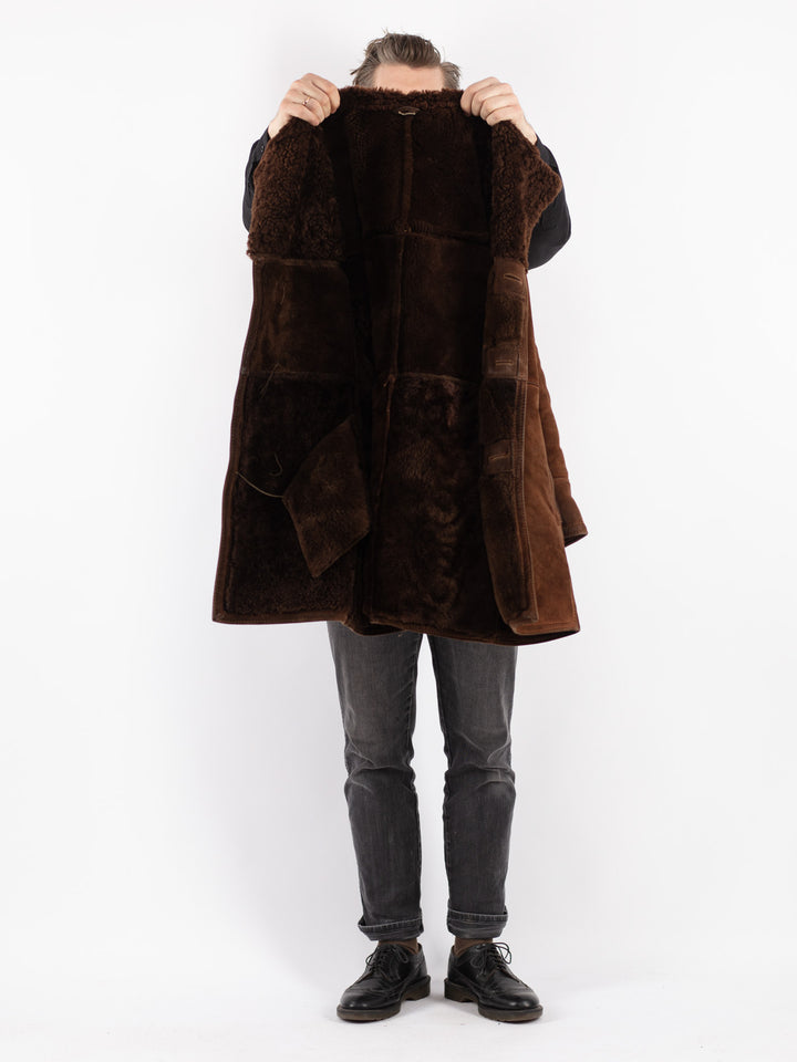 Vintage 70's Men Sheepskin Coat in Brown
