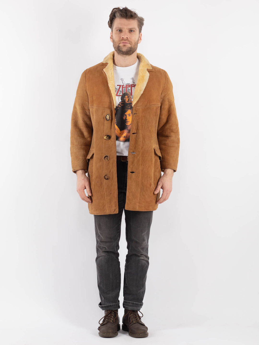 Vintage 80's Men Sheepskin in BrownZ614