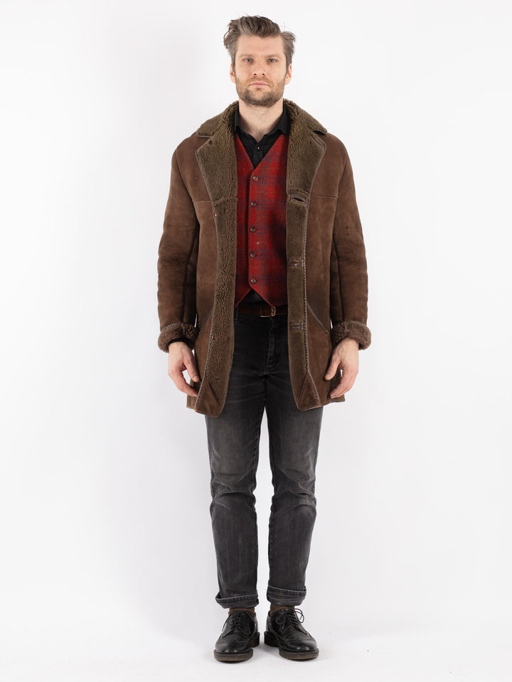 Vintage 70's Men Sheepskin Coat in Brown
