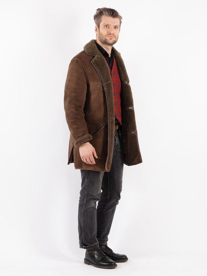 Vintage 70's Men Sheepskin Coat in Brown