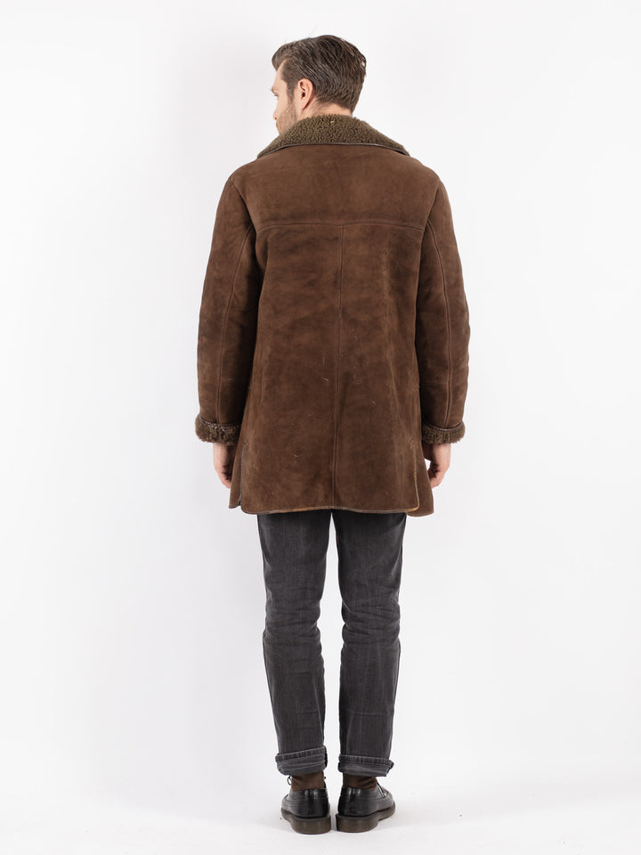 Vintage 70's Men Sheepskin Coat in Brown