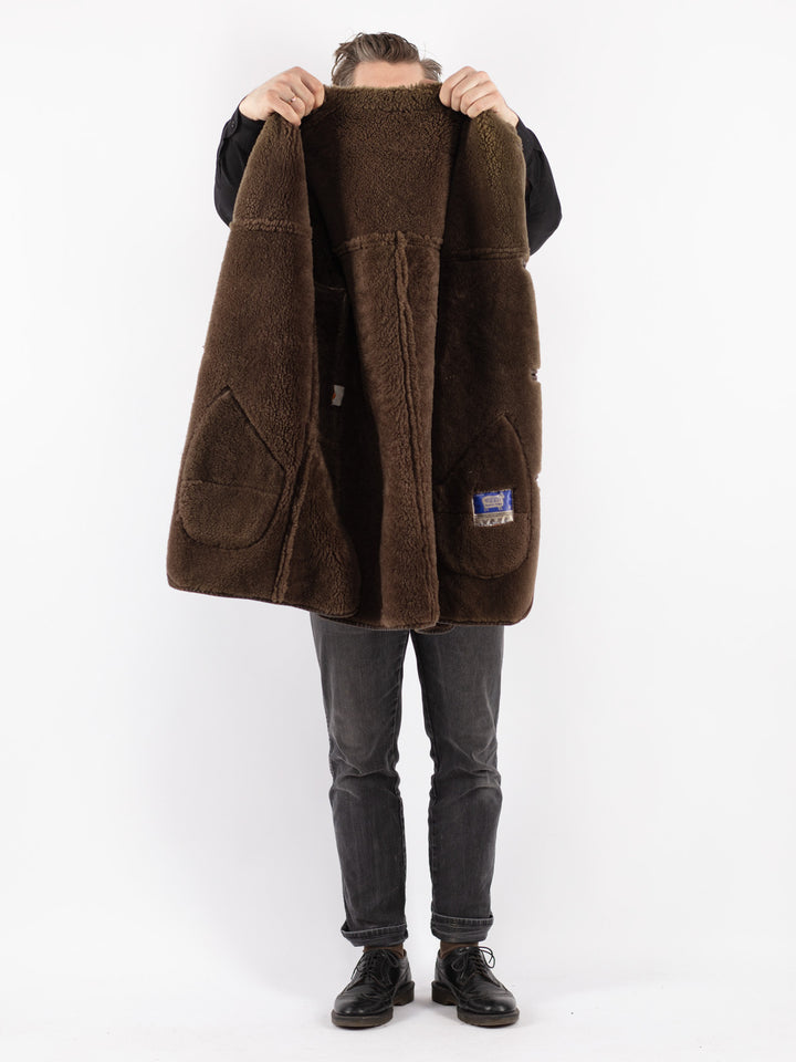 Vintage 70's Men Sheepskin Coat in Brown