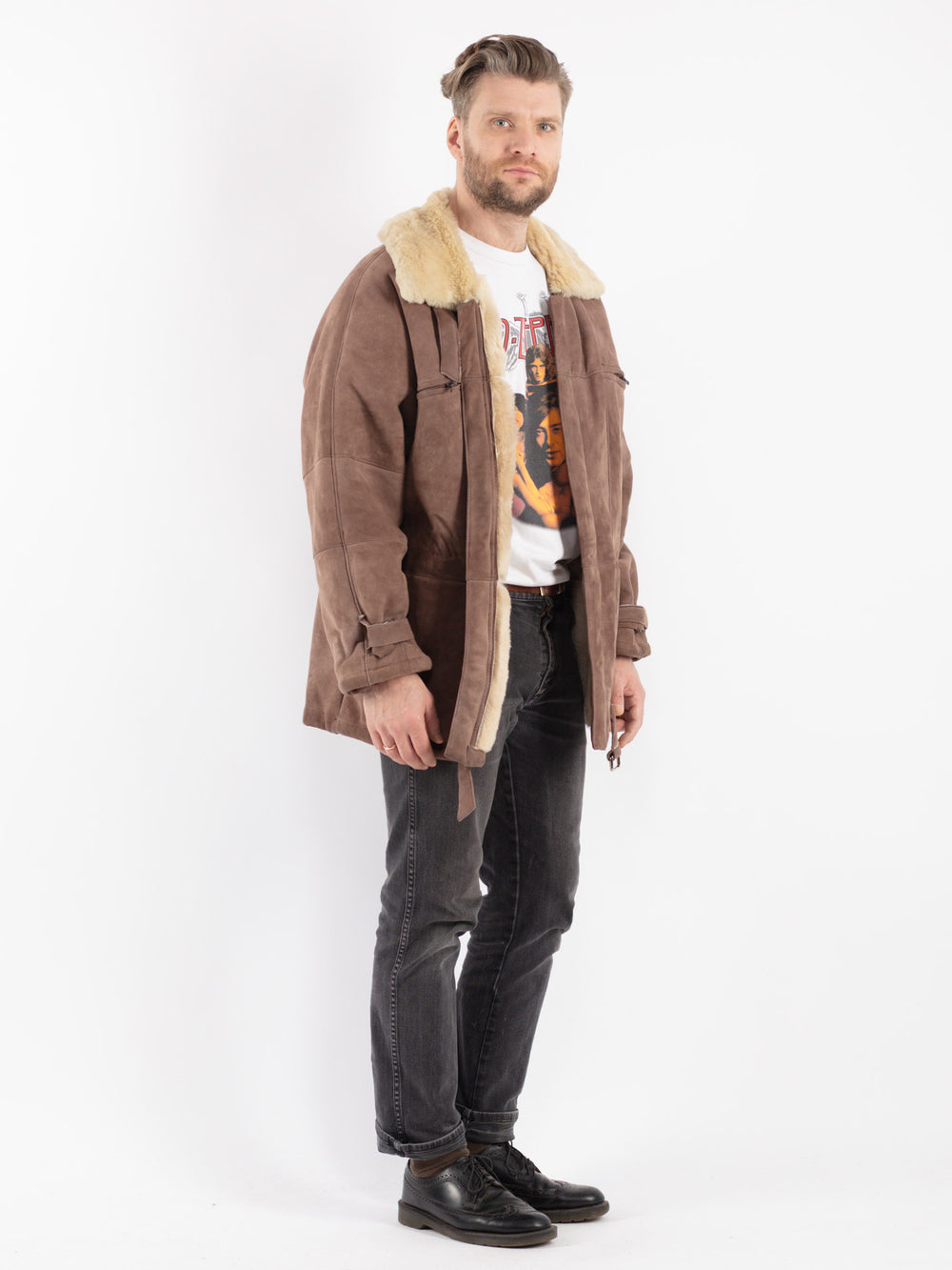 Vintage 70's Men Sheepskin Coat in BeigeZ400