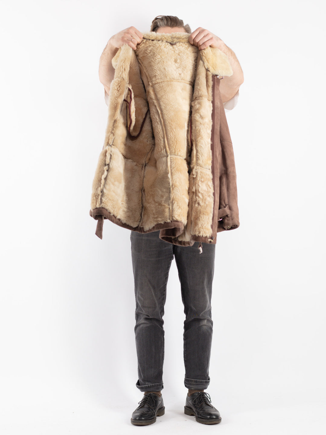 Vintage 70's Men Sheepskin Coat in BeigeZ400