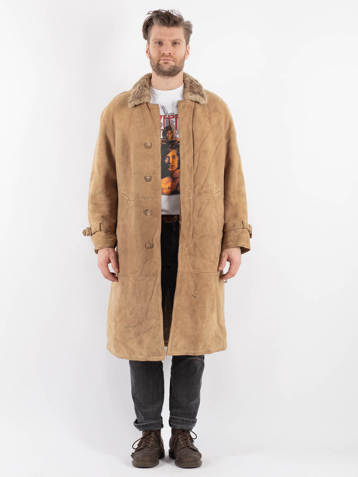 Vintage 70's Men Sheepskin Coat in BeigeZ619