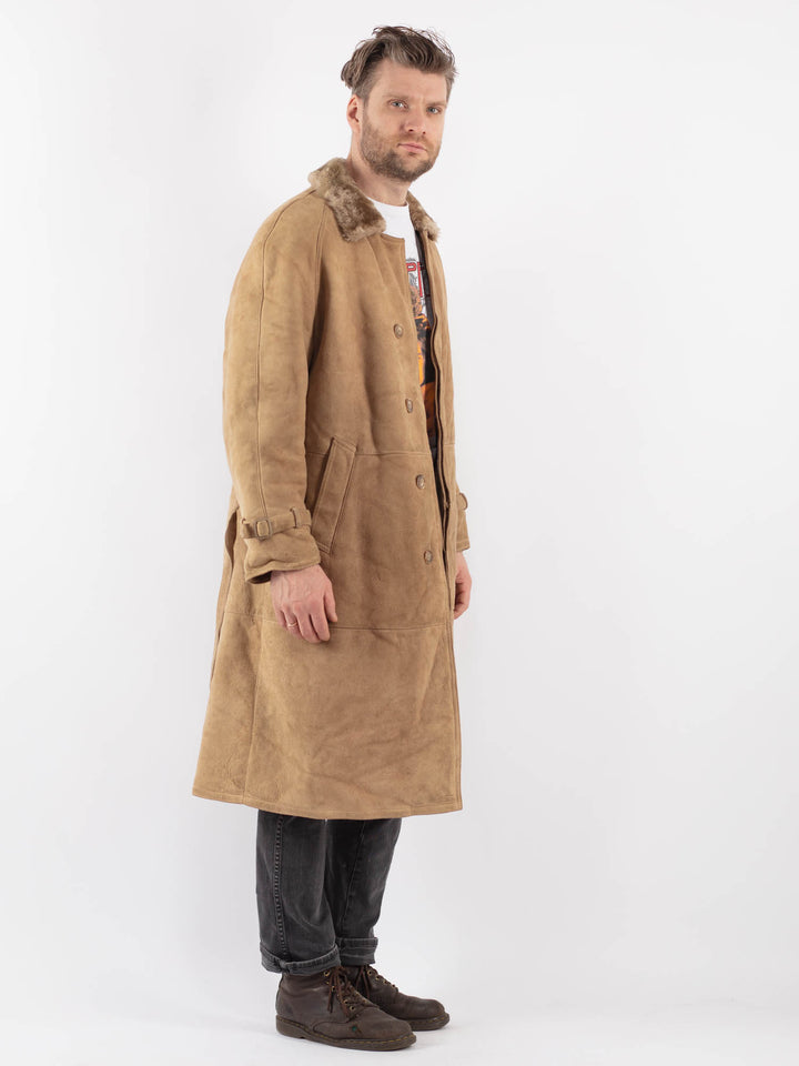 Vintage 70's Men Sheepskin Coat in BeigeZ619