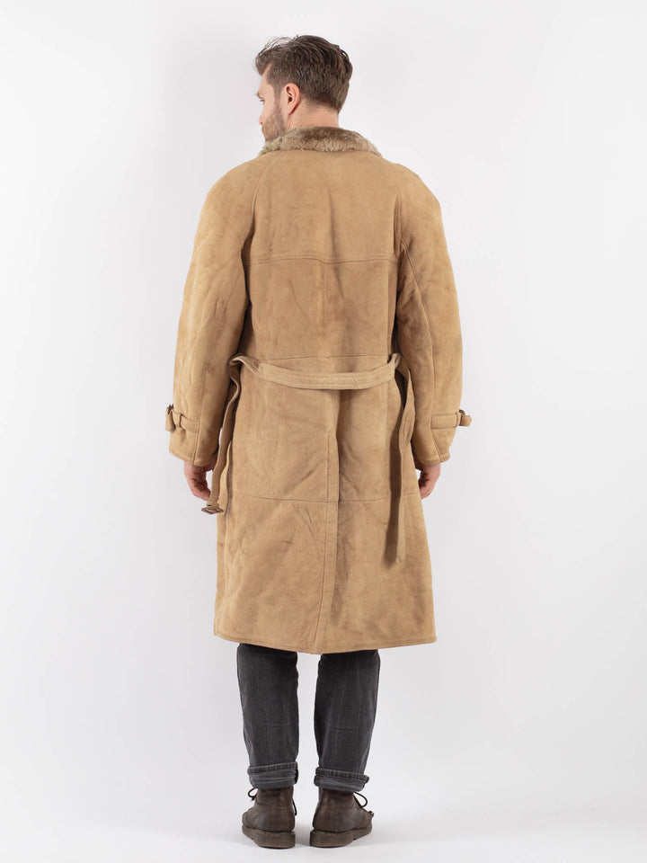 Vintage 70's Men Sheepskin Coat in BeigeZ619