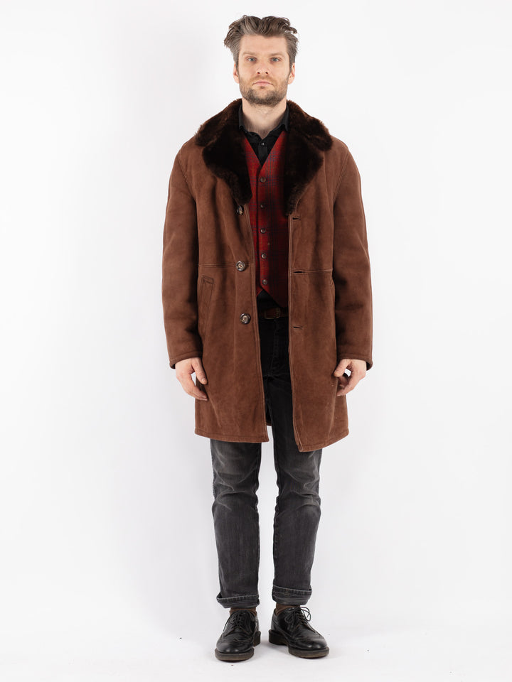 Vintage 70's Men Sheepskin Coat in Brown