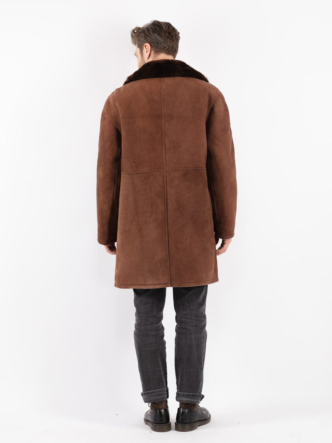 Vintage 70's Men Sheepskin Coat in Brown
