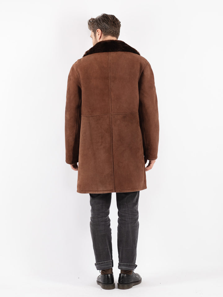 Vintage 70's Men Sheepskin Coat in Brown