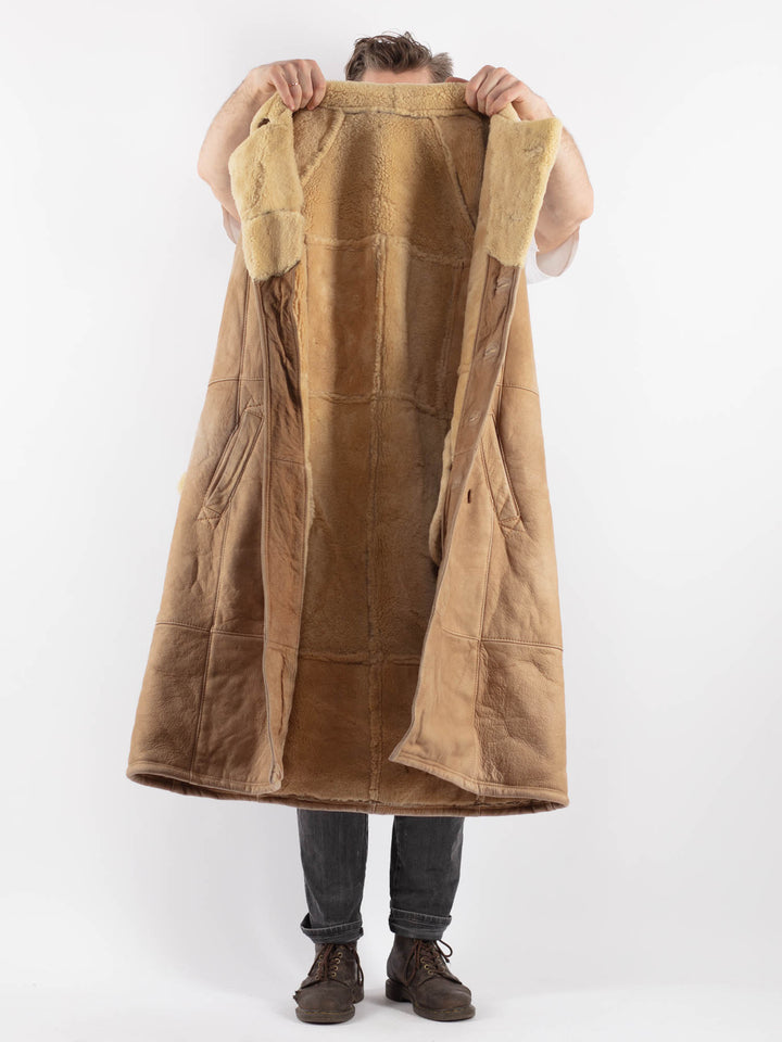 Vintage 70's Men Sheepskin Coat in BeigeZ622