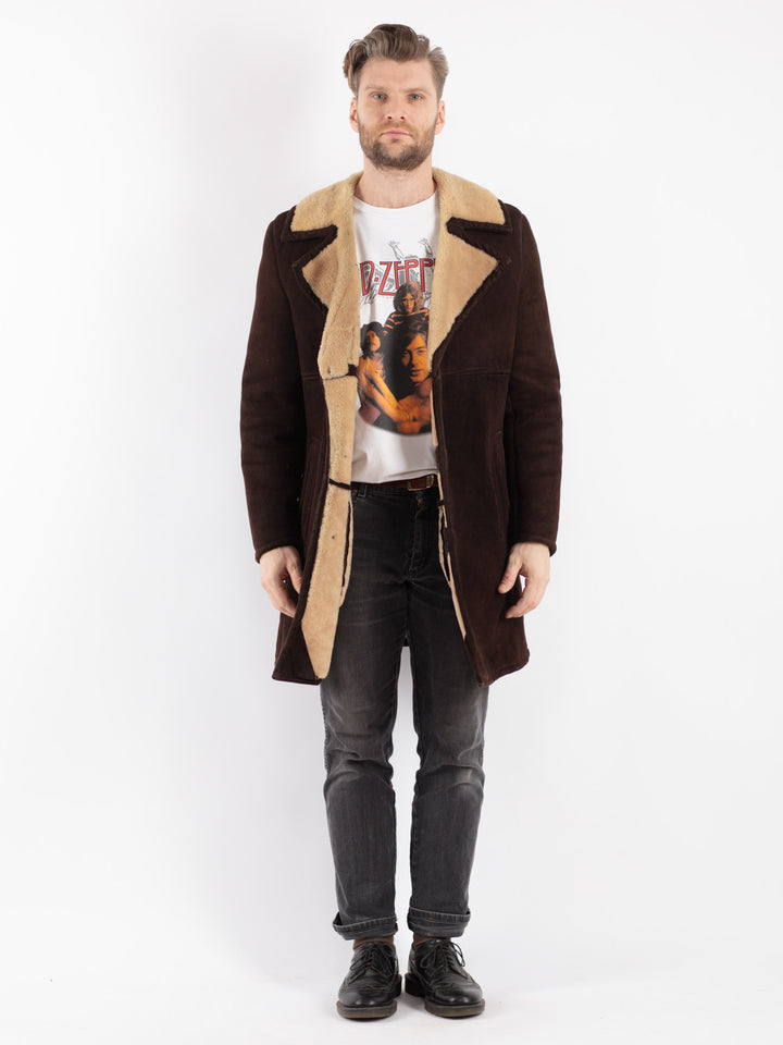 Vintage 70's Men Sheepskin Coat in BrownZ411