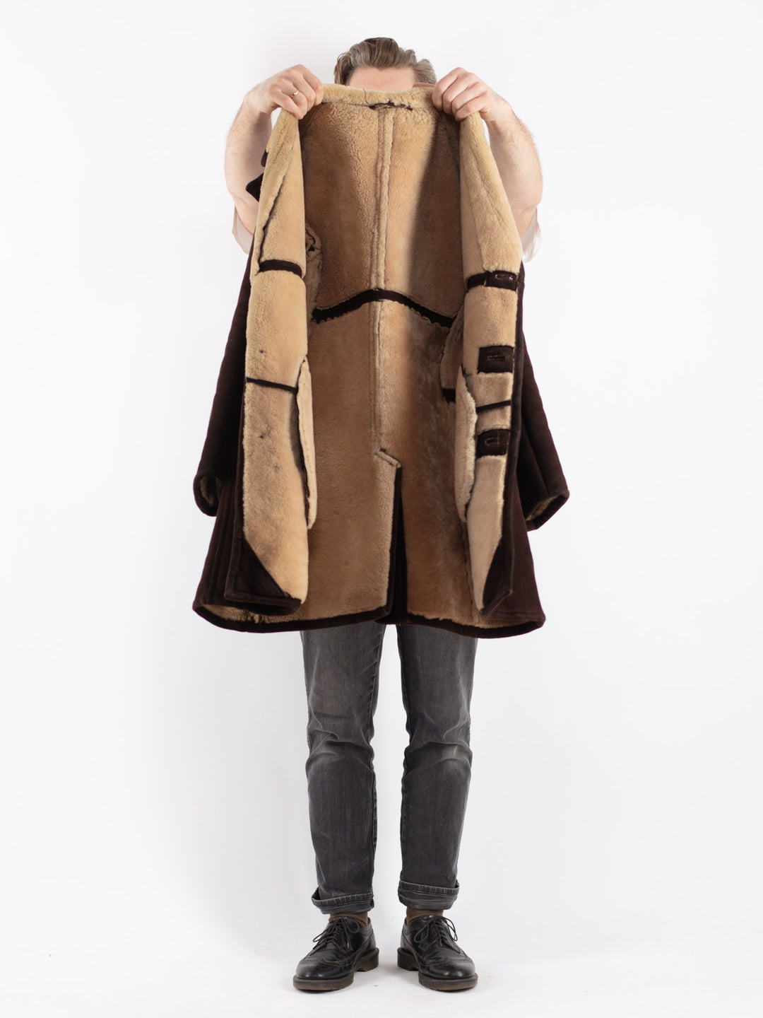 Vintage 70's Men Sheepskin Coat in BrownZ411