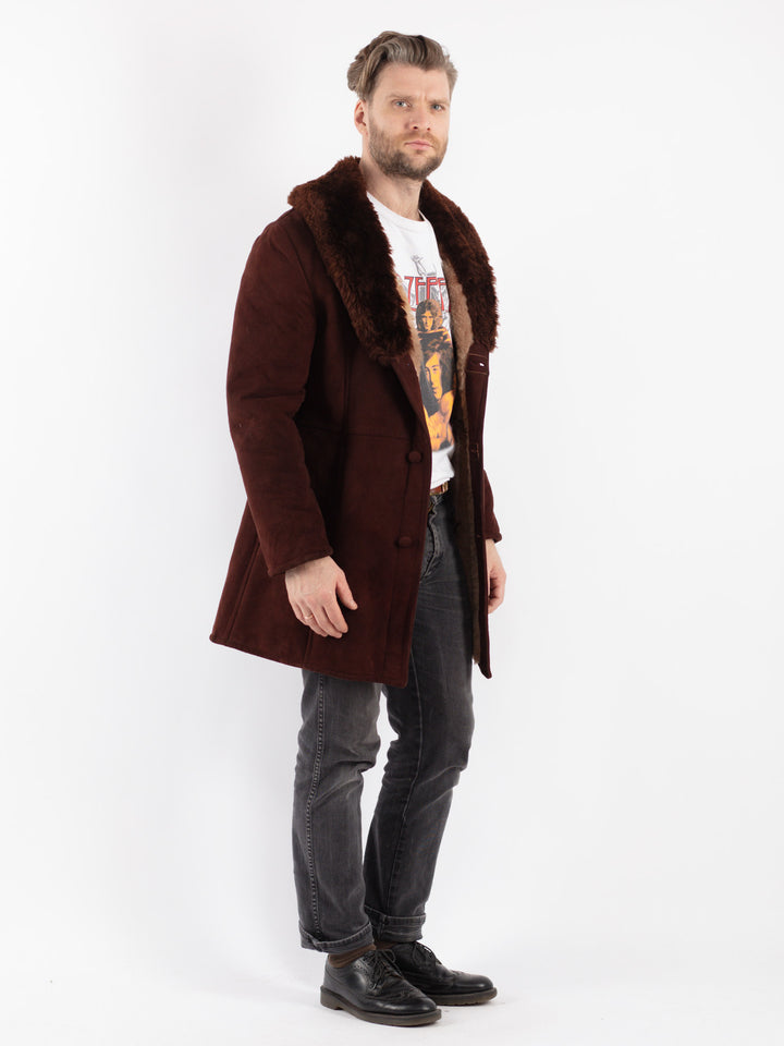 Vintage 70's Men Sheepskin Coat in Brown