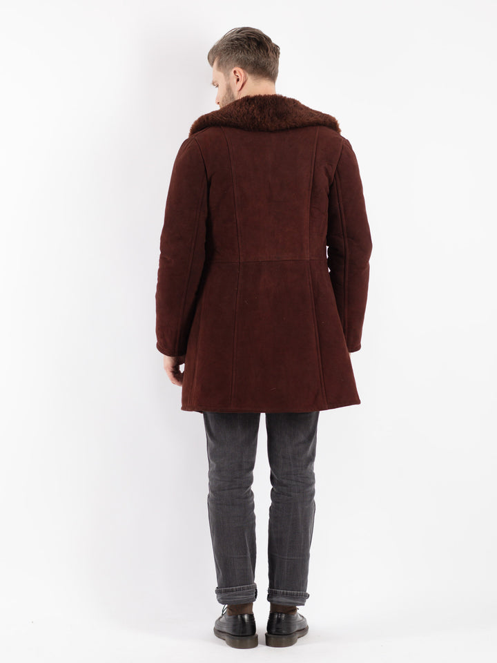 Vintage 70's Men Sheepskin Coat in Brown