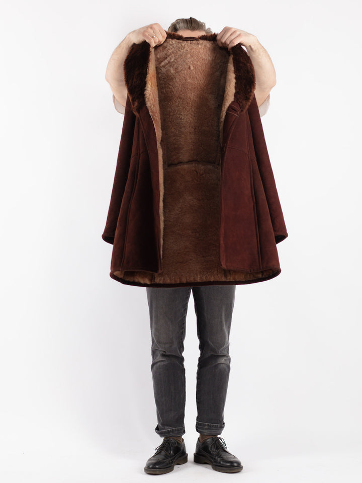 Vintage 70's Men Sheepskin Coat in Brown
