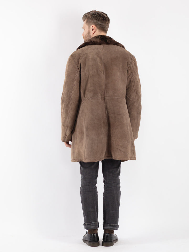 Vintage 70's Men Sheepskin Coat in Beige