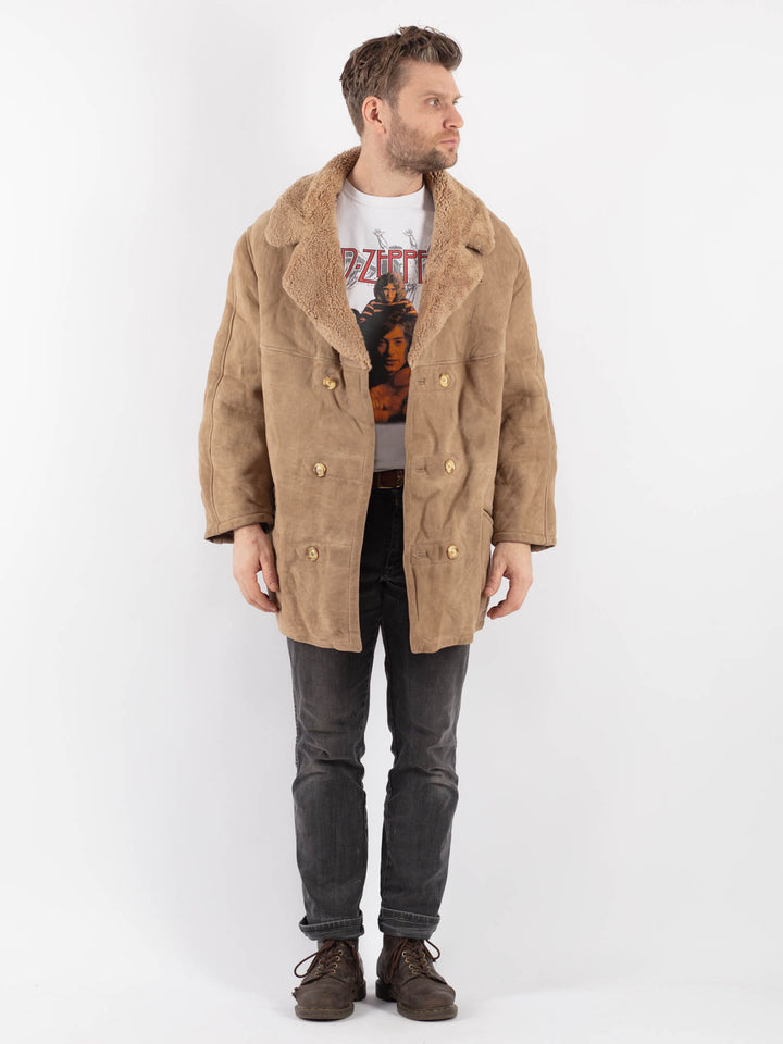 Vintage 70's Men Sheepskin Coat in BeigeZ630