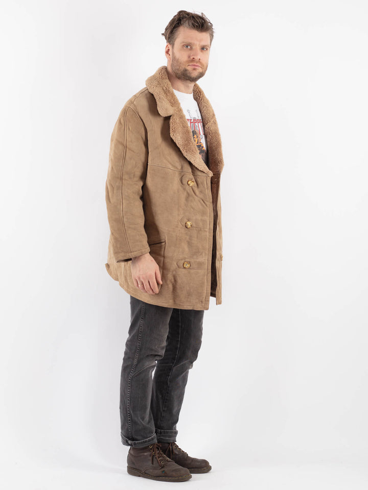 Vintage 70's Men Sheepskin Coat in BeigeZ630