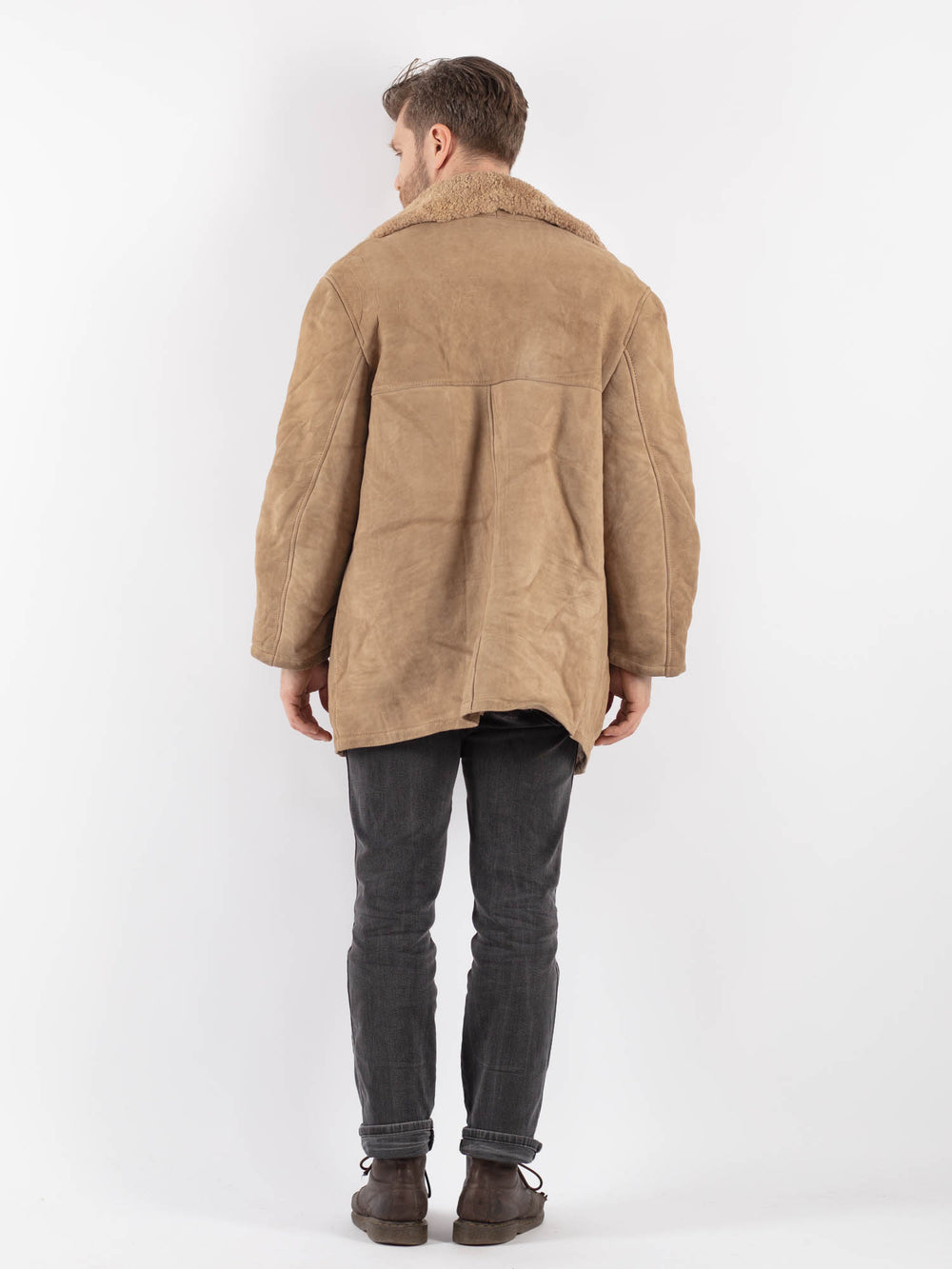 Vintage 70's Men Sheepskin Coat in BeigeZ630
