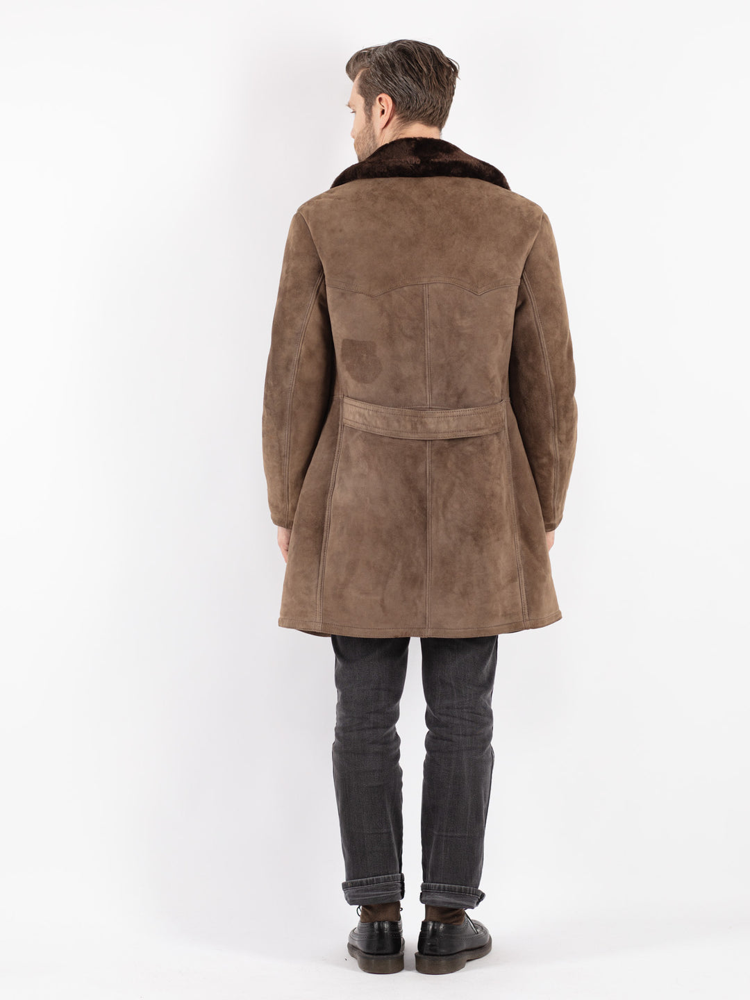 Vintage 70's Men Sheepskin Coat in Brown
