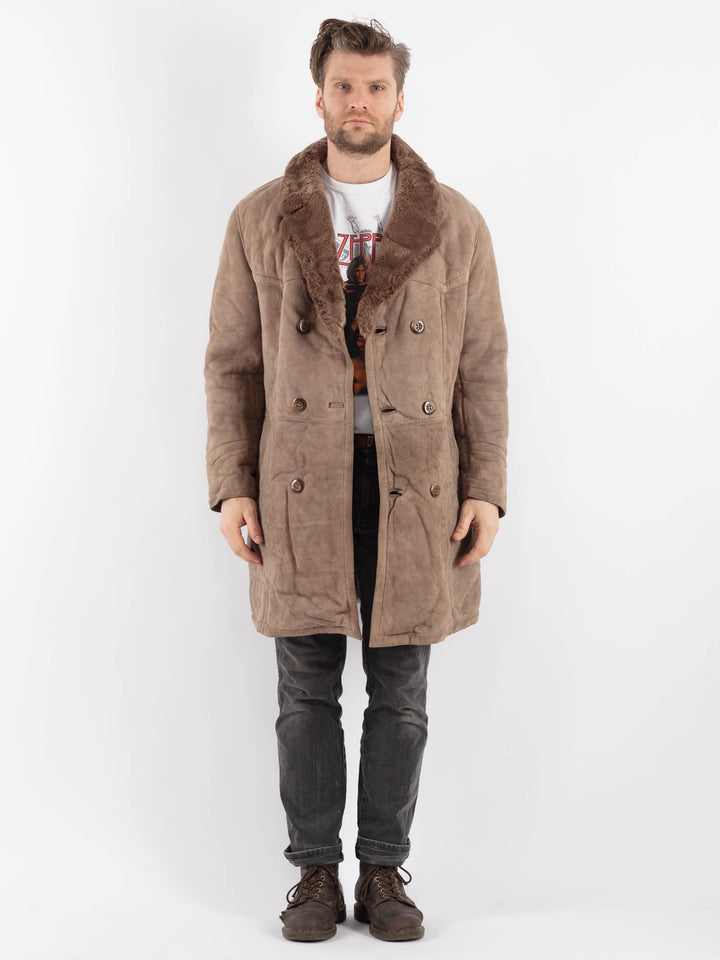 Vintage 70's Men Sheepskin Coat in BeigeZ632