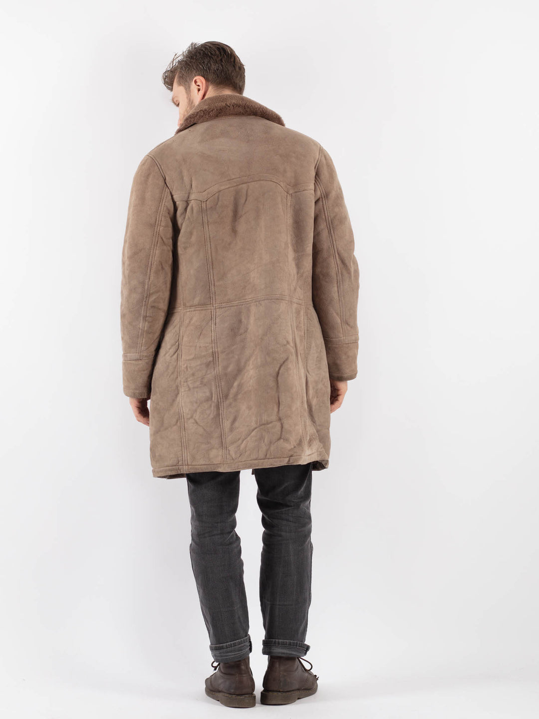 Vintage 70's Men Sheepskin Coat in BeigeZ632
