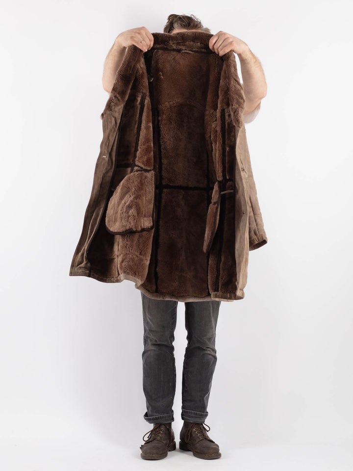 Vintage 70's Men Sheepskin Coat in BeigeZ632