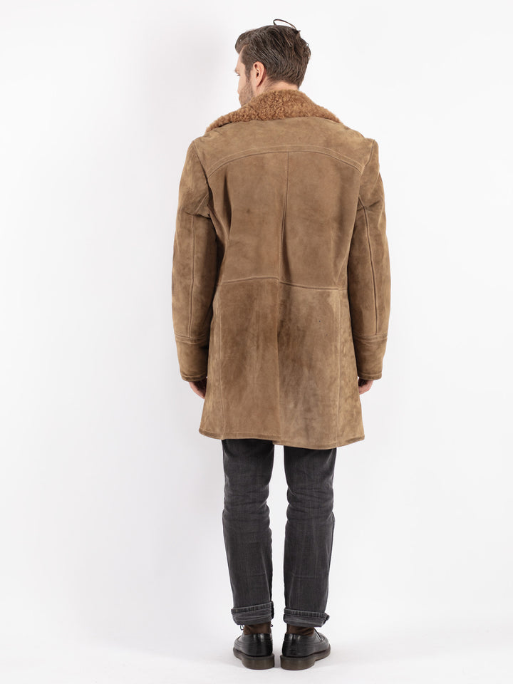 Vintage 70's Men Sheepskin Coat in Beige
