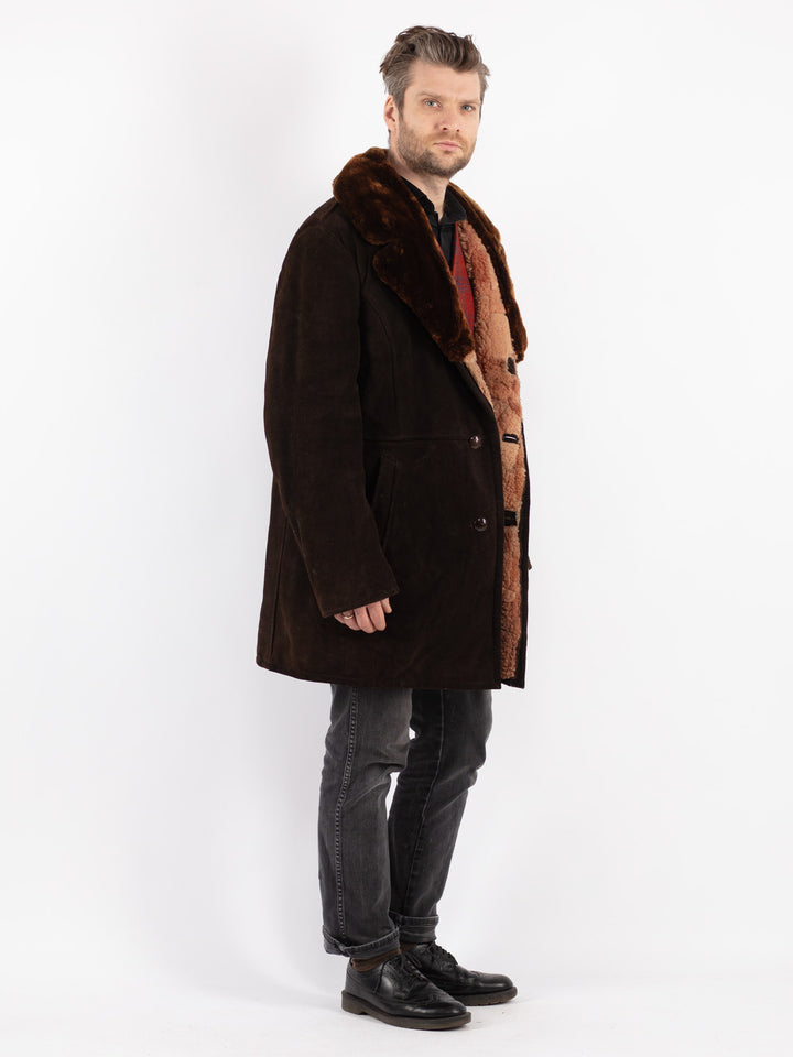 Vintage 70's Men Sheepskin Coat in Brown