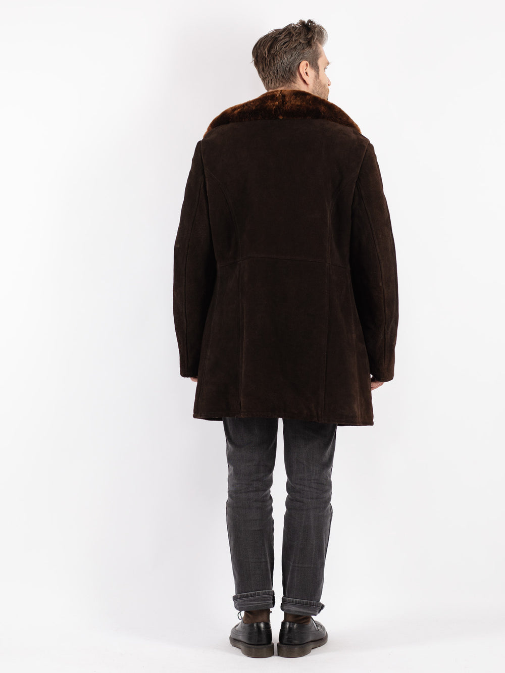 Vintage 70's Men Sheepskin Coat in Brown