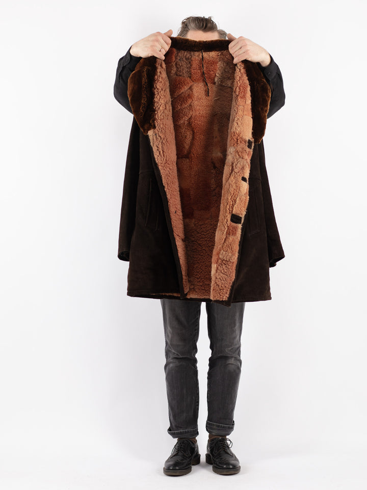 Vintage 70's Men Sheepskin Coat in Brown
