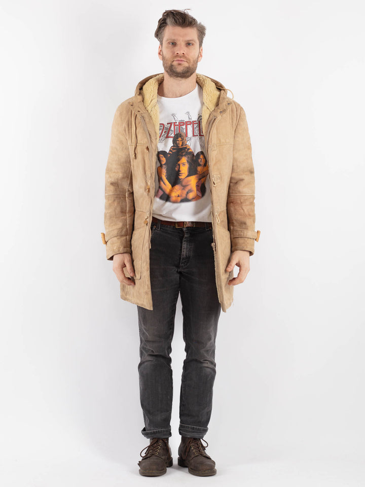 Vintage 70's Men Sheepskin Coat in BeigeZ639