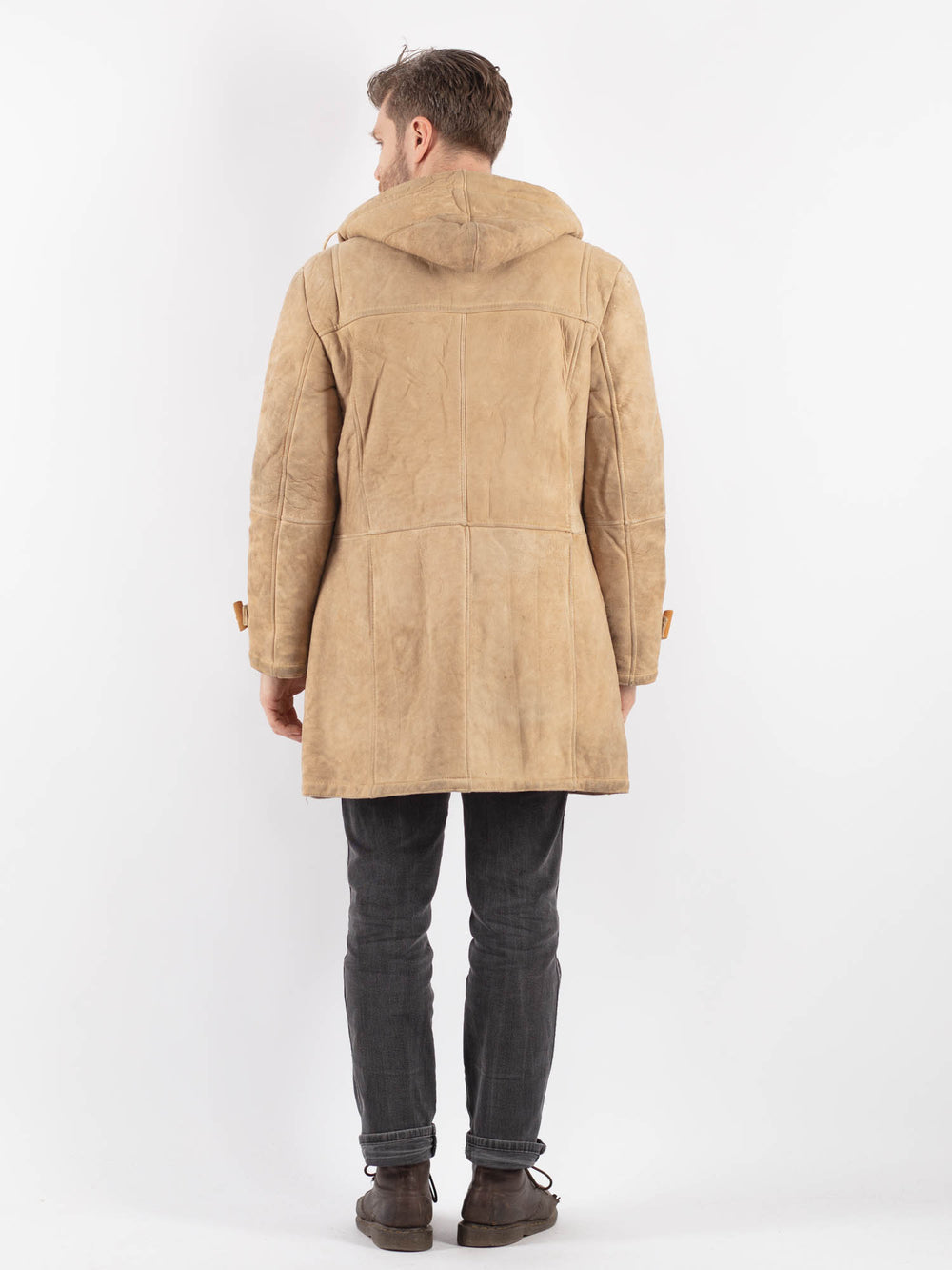 Vintage 70's Men Sheepskin Coat in BeigeZ639