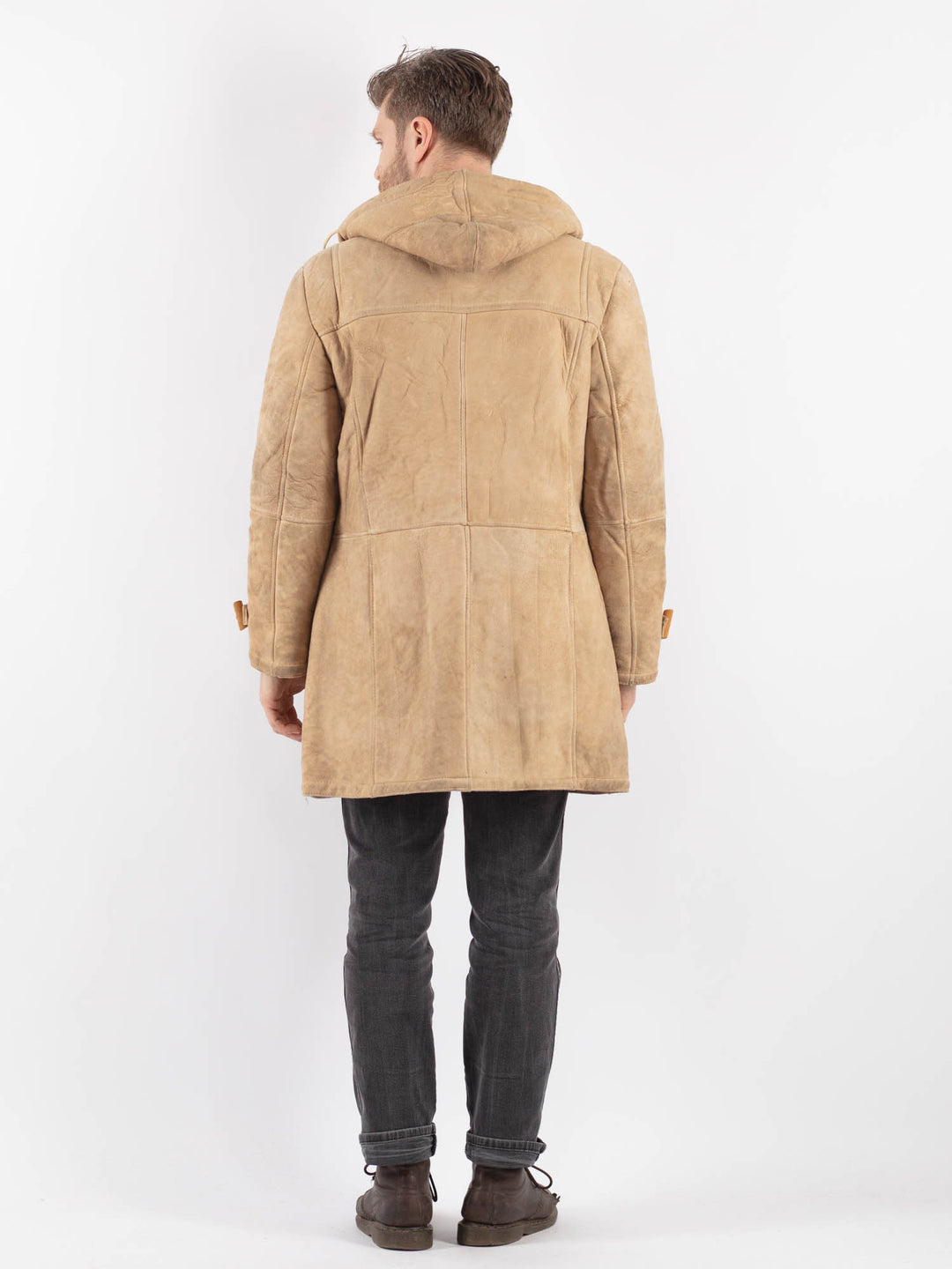 Vintage 70's Men Sheepskin Coat in BeigeZ639