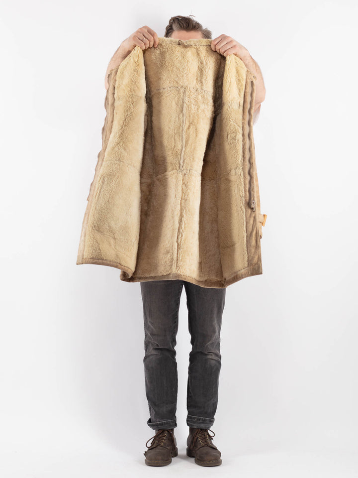 Vintage 70's Men Sheepskin Coat in BeigeZ639