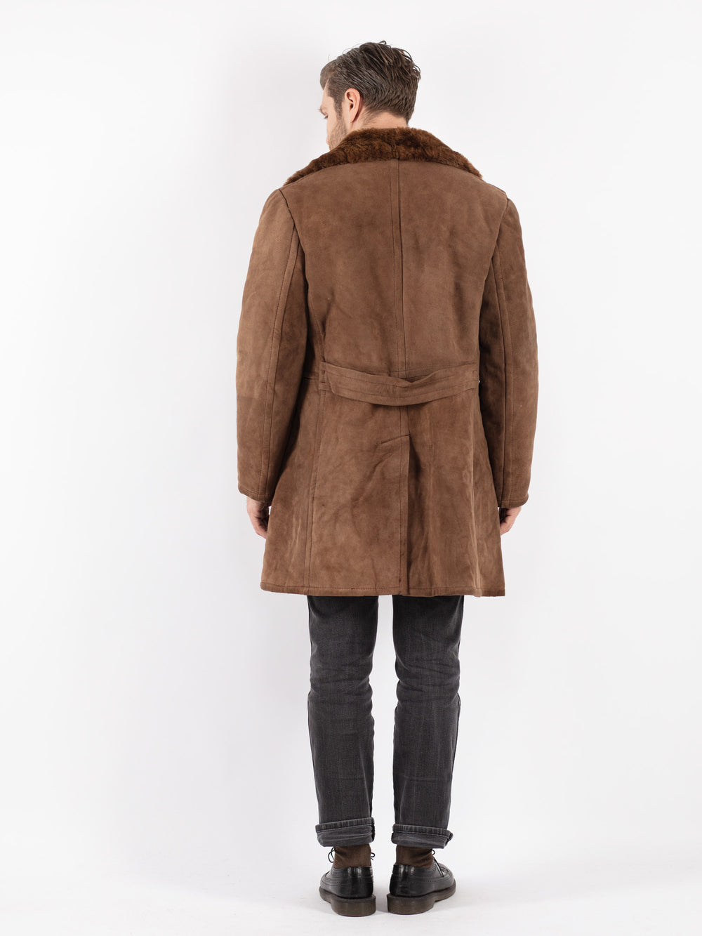 Vintage 70's Men Sheepskin Coat in Brown