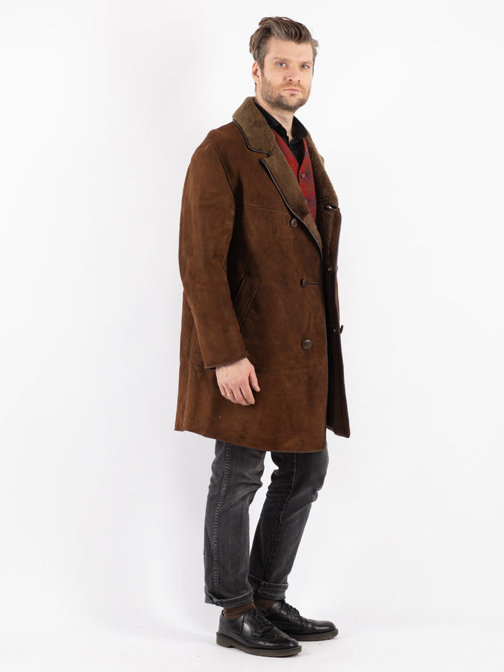 Vintage 70's Men Sheepskin Coat in Brown