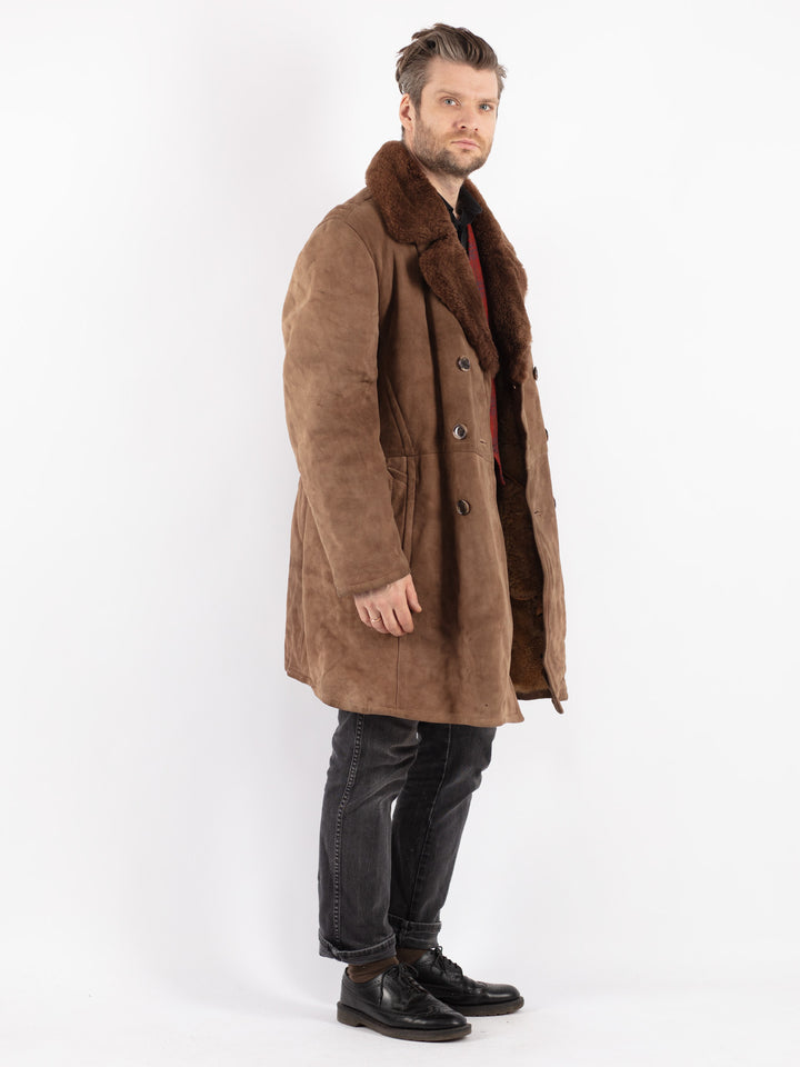 Vintage 70's Men Sheepskin Coat in Brown