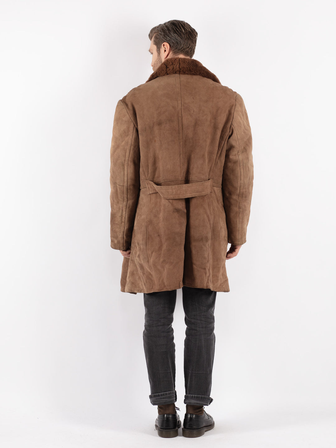 Vintage 70's Men Sheepskin Coat in Brown