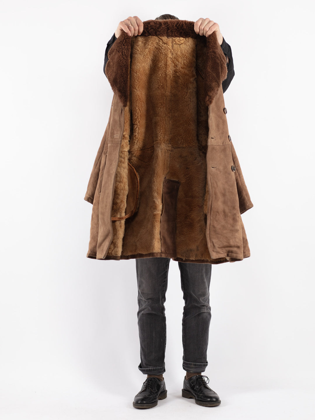 Vintage 70's Men Sheepskin Coat in Brown