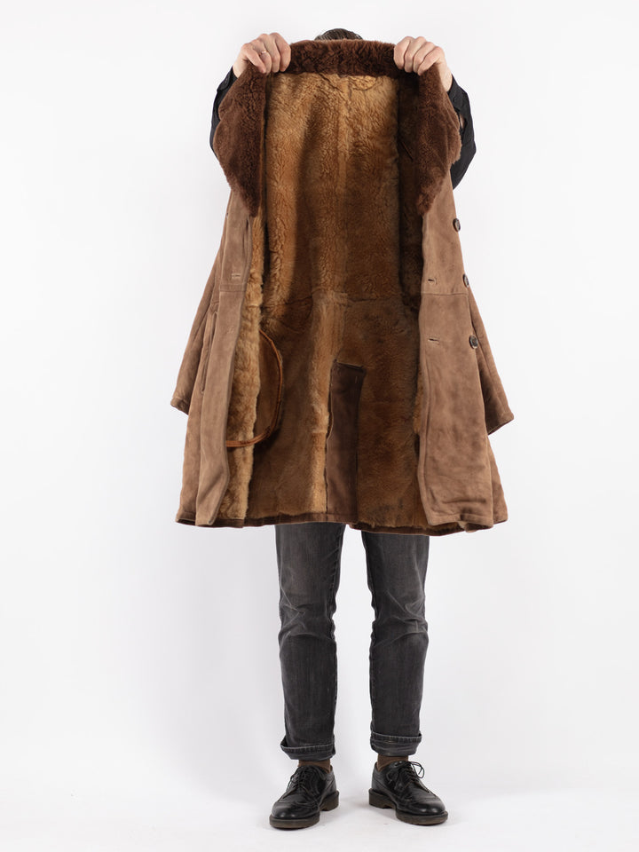 Vintage 70's Men Sheepskin Coat in Brown