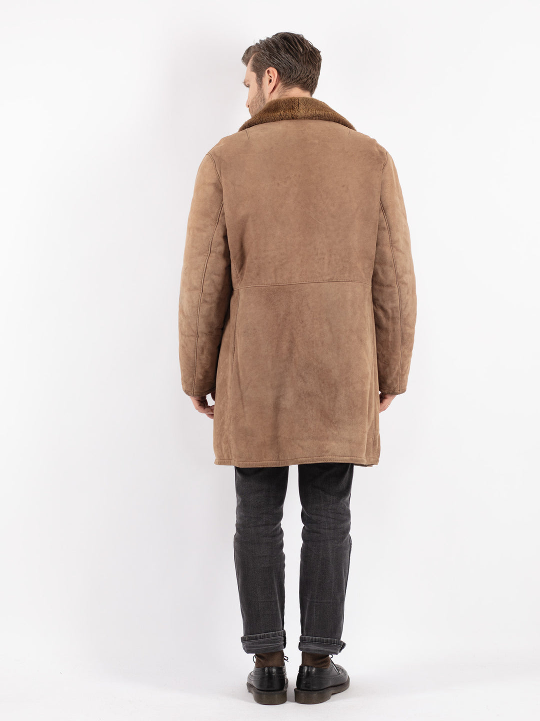 Vintage 70's Men Sheepskin Coat in Beige